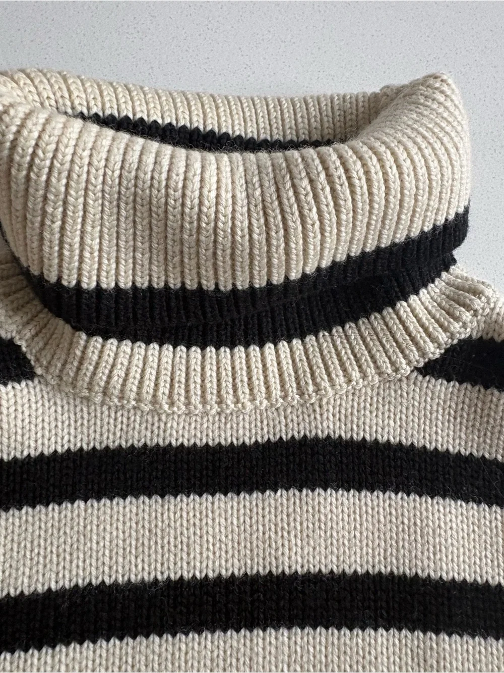 Toteme Turtleneck Striped Boxy Sweater - Cream/Black